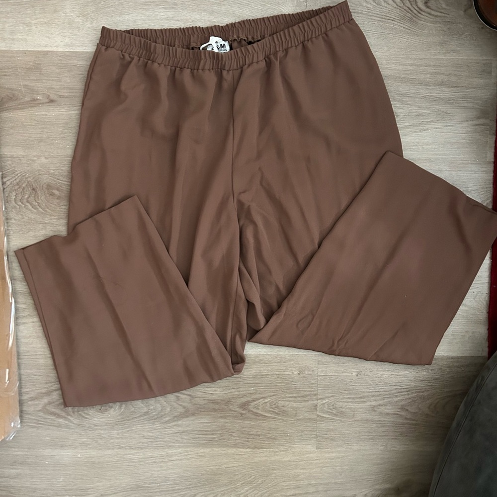 Vintage Brown Elastic Waist Pants